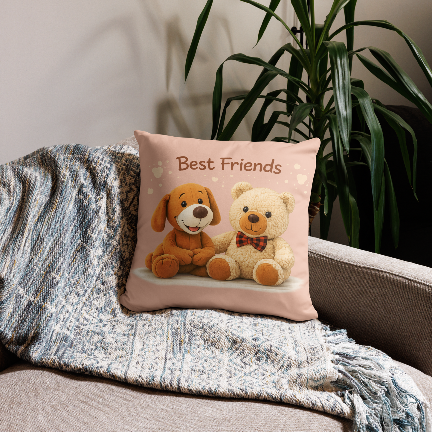 Best Friends Gotcha & Daki Square Pillow 18″×18″