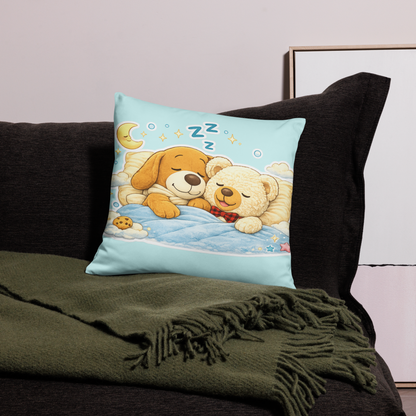 Cute Sleeping Gotcha & Daki Decorative Pillow 18″×18″