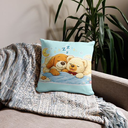 Cute Sleeping Gotcha & Daki Decorative Pillow 18″×18″