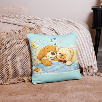 Cute Sleeping Gotcha & Daki Decorative Pillow 18″×18″